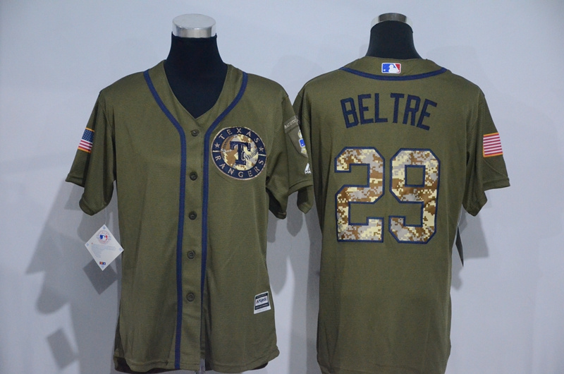 Womens 2017 MLB Texas Rangers #29 Beltre Green Salute to Service Stitched Baseball Jersey